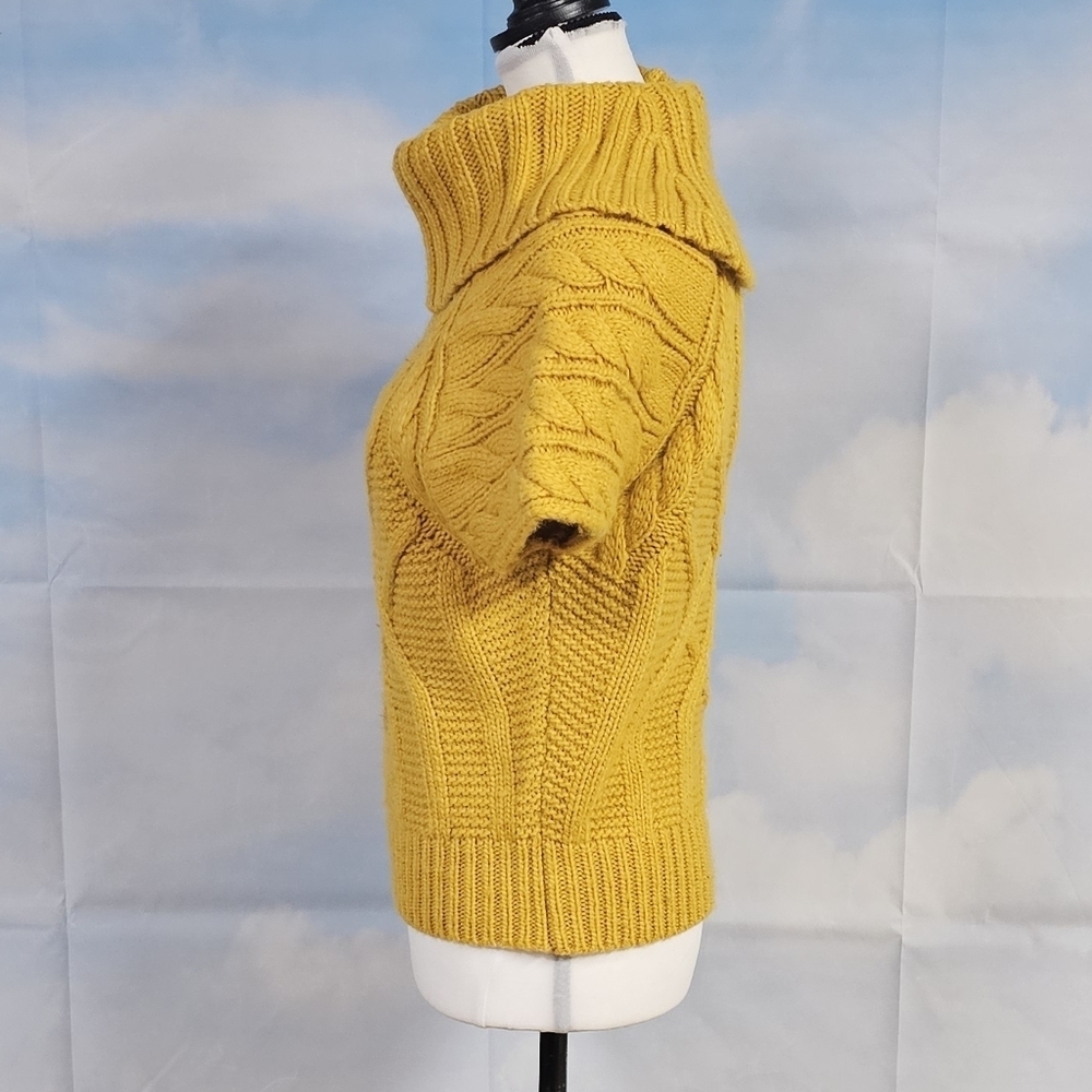 LOFT | WOOL BLEND SHORT SLEEVE FUNNEL NECK SWEATER KNIT TOP - Picture 3 of 16